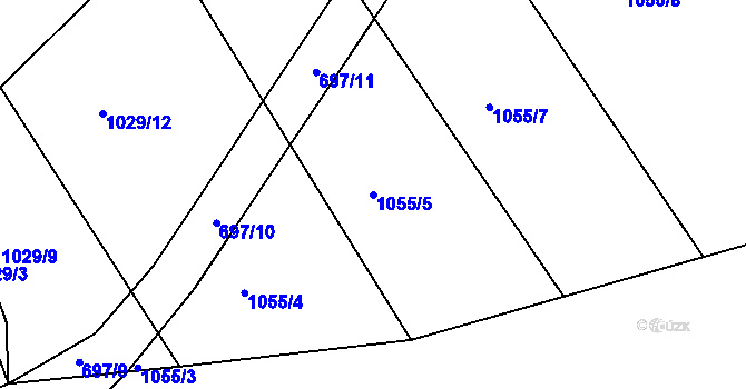 Parcela st. 1055/5 v KÚ Netvořice, Katastrální mapa