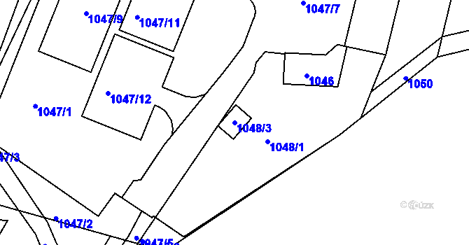 Parcela st. 1048/3 v KÚ Netvořice, Katastrální mapa