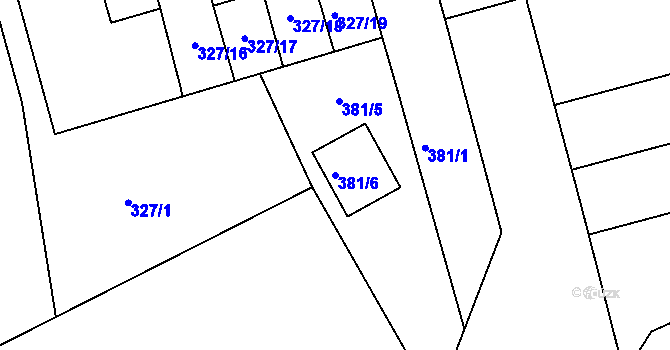 Parcela st. 381/6 v KÚ Netvořice, Katastrální mapa
