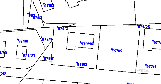 Parcela st. 979/10 v KÚ Netvořice, Katastrální mapa
