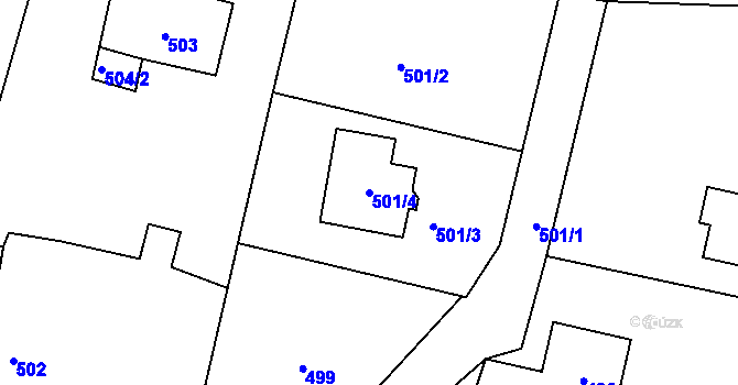 Parcela st. 501/4 v KÚ Netvořice, Katastrální mapa