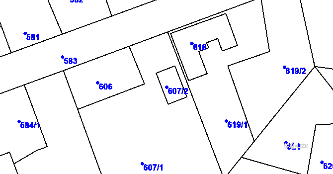 Parcela st. 607/2 v KÚ Netvořice, Katastrální mapa