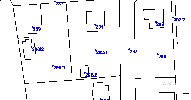 Parcela st. 292/1 v KÚ Netvořice, Katastrální mapa