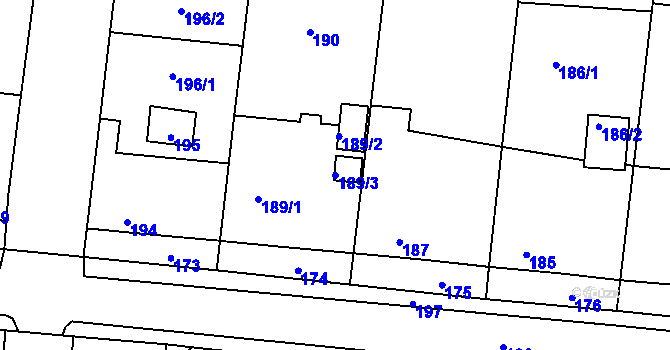 Parcela st. 189/3 v KÚ Netvořice, Katastrální mapa
