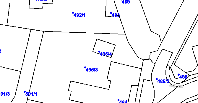 Parcela st. 495/4 v KÚ Netvořice, Katastrální mapa