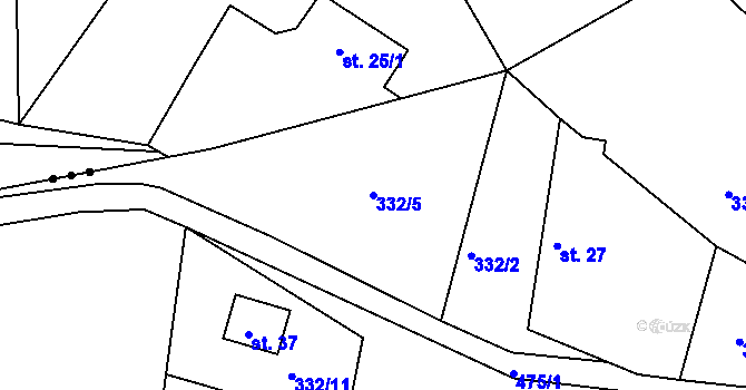 Parcela st. 332/5 v KÚ Tuchyně, Katastrální mapa