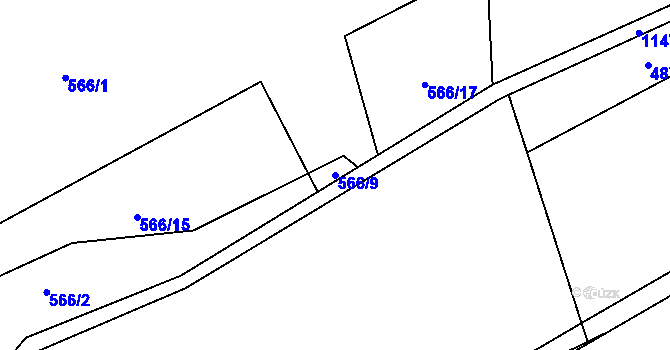 Parcela st. 566/9 v KÚ Neubuz, Katastrální mapa