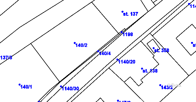 Parcela st. 140/4 v KÚ Neubuz, Katastrální mapa