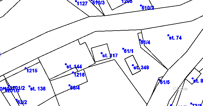 Parcela st. 317 v KÚ Neubuz, Katastrální mapa