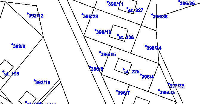 Parcela st. 396/15 v KÚ Neubuz, Katastrální mapa