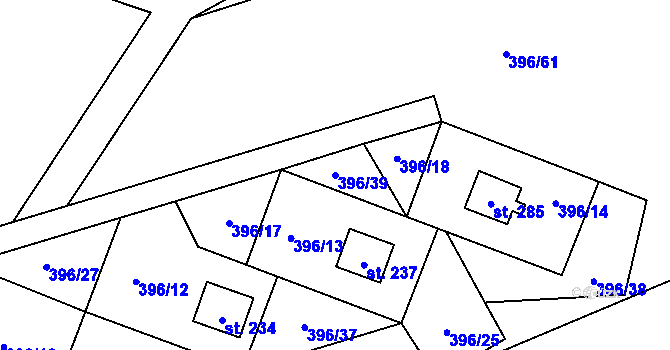Parcela st. 396/39 v KÚ Neubuz, Katastrální mapa