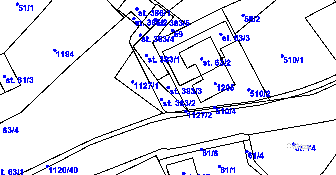 Parcela st. 383/3 v KÚ Neubuz, Katastrální mapa