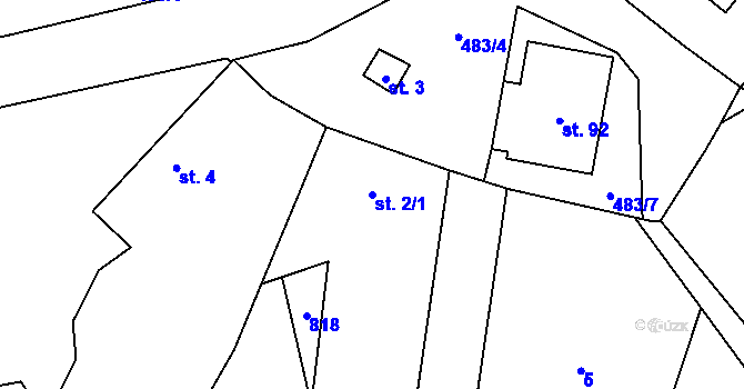 Parcela st. 2/1 v KÚ Neuměř, Katastrální mapa