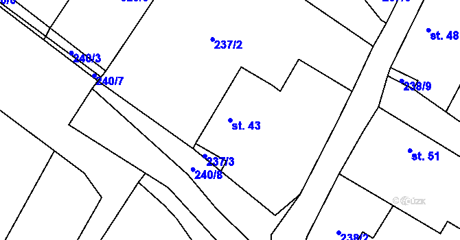Parcela st. 43 v KÚ Neuměř, Katastrální mapa