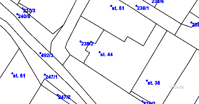 Parcela st. 44 v KÚ Neuměř, Katastrální mapa