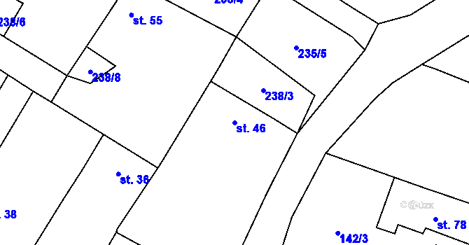 Parcela st. 46 v KÚ Neuměř, Katastrální mapa