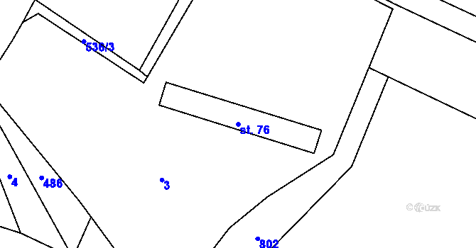 Parcela st. 76 v KÚ Neuměř, Katastrální mapa