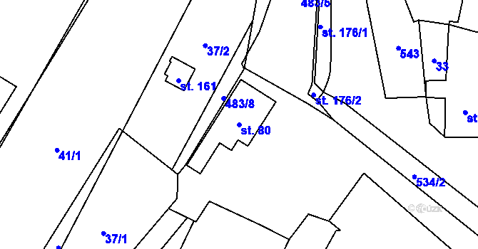 Parcela st. 80 v KÚ Neuměř, Katastrální mapa