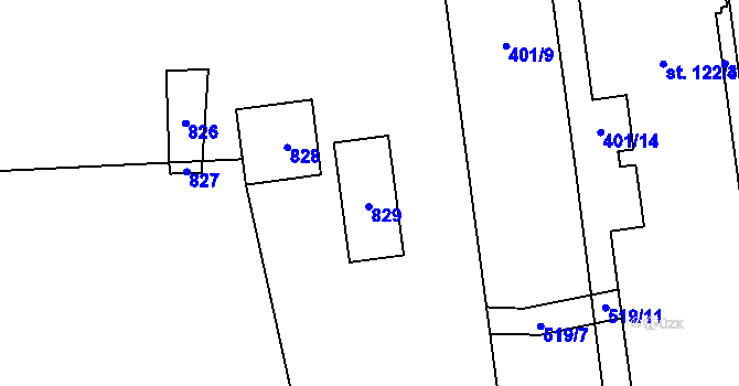 Parcela st. 121 v KÚ Neuměř, Katastrální mapa
