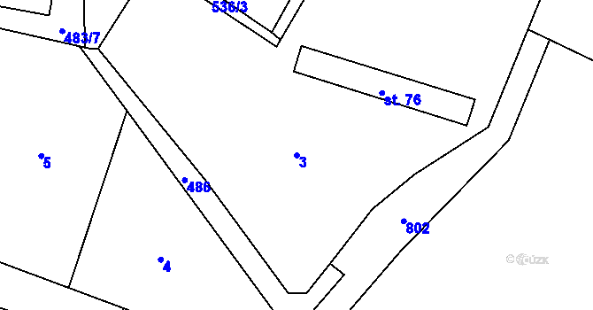 Parcela st. 3 v KÚ Neuměř, Katastrální mapa