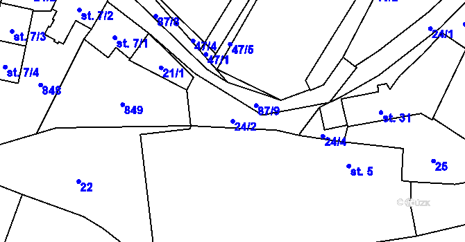 Parcela st. 24/2 v KÚ Neuměř, Katastrální mapa