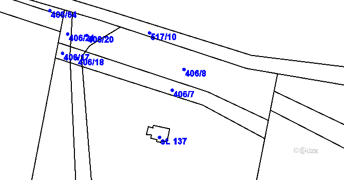 Parcela st. 406/7 v KÚ Neuměř, Katastrální mapa