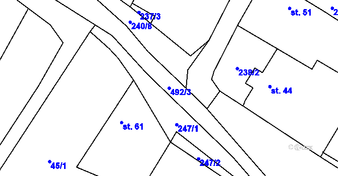 Parcela st. 492/3 v KÚ Neuměř, Katastrální mapa