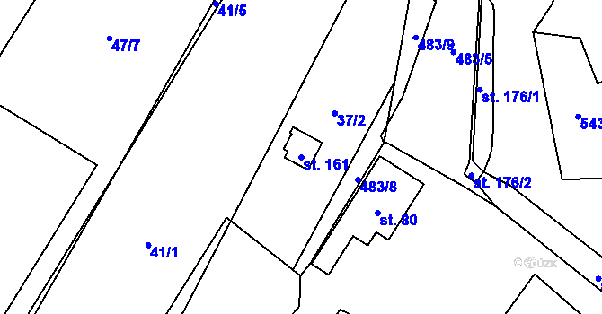 Parcela st. 161 v KÚ Neuměř, Katastrální mapa