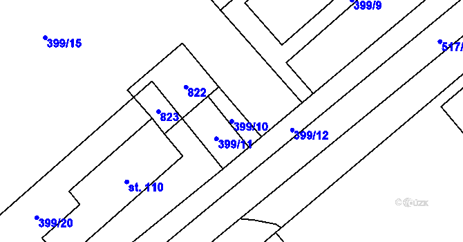 Parcela st. 399/10 v KÚ Neuměř, Katastrální mapa