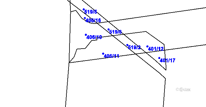 Parcela st. 406/11 v KÚ Neuměř, Katastrální mapa