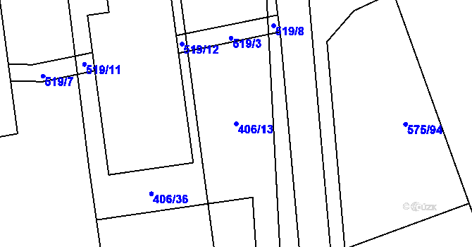 Parcela st. 406/13 v KÚ Neuměř, Katastrální mapa