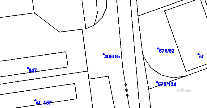 Parcela st. 406/15 v KÚ Neuměř, Katastrální mapa
