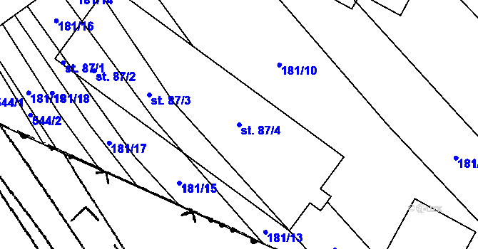 Parcela st. 87/4 v KÚ Neuměř, Katastrální mapa
