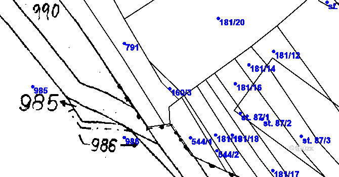 Parcela st. 160/3 v KÚ Neuměř, Katastrální mapa