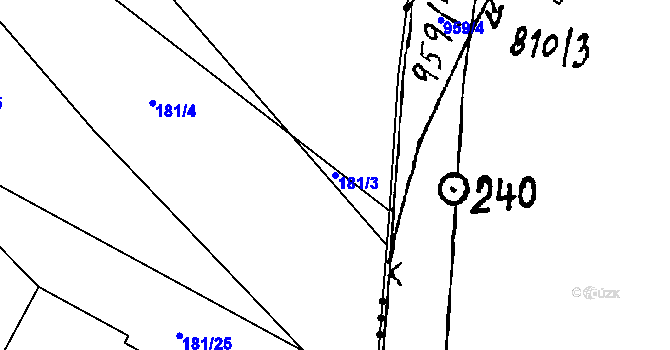 Parcela st. 181/3 v KÚ Neuměř, Katastrální mapa
