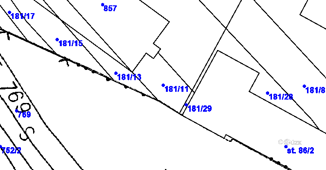 Parcela st. 181/11 v KÚ Neuměř, Katastrální mapa