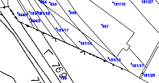 Parcela st. 181/15 v KÚ Neuměř, Katastrální mapa