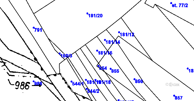 Parcela st. 181/16 v KÚ Neuměř, Katastrální mapa