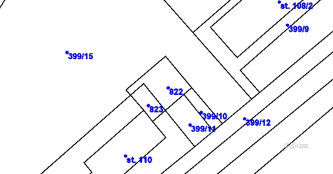 Parcela st. 109/1 v KÚ Neuměř, Katastrální mapa