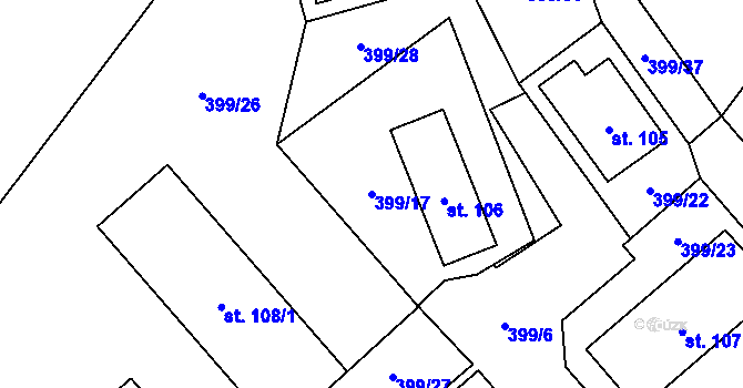 Parcela st. 399/17 v KÚ Neuměř, Katastrální mapa