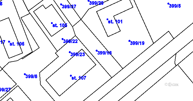 Parcela st. 399/18 v KÚ Neuměř, Katastrální mapa