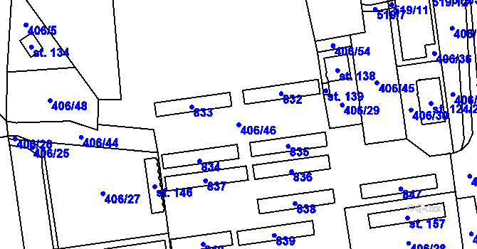 Parcela st. 406/46 v KÚ Neuměř, Katastrální mapa