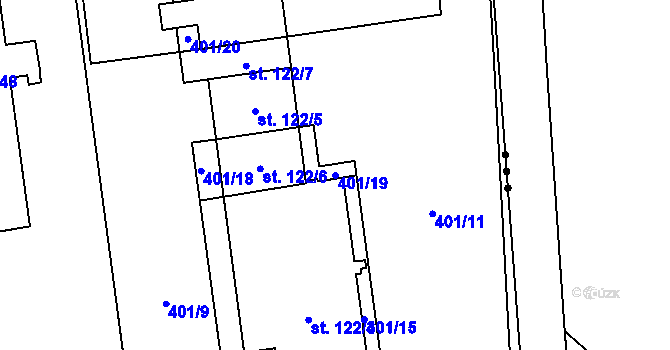 Parcela st. 401/19 v KÚ Neuměř, Katastrální mapa