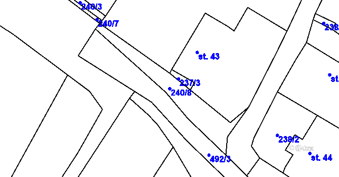 Parcela st. 240/8 v KÚ Neuměř, Katastrální mapa