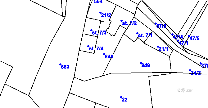 Parcela st. 848 v KÚ Neuměř, Katastrální mapa