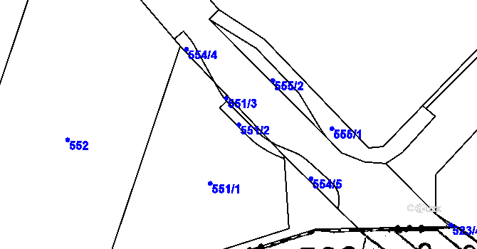 Parcela st. 551/2 v KÚ Neuměř, Katastrální mapa