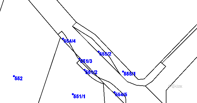 Parcela st. 555/2 v KÚ Neuměř, Katastrální mapa