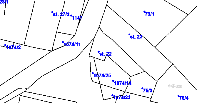 Parcela st. 22 v KÚ Všekary, Katastrální mapa