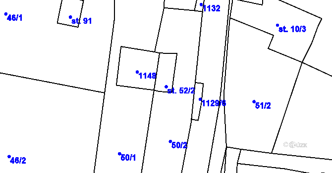 Parcela st. 52/2 v KÚ Všekary, Katastrální mapa