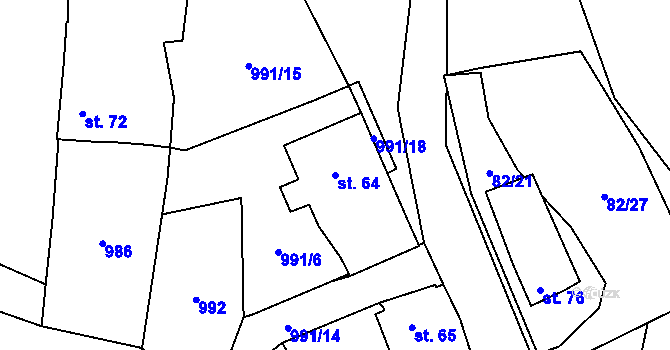 Parcela st. 64 v KÚ Všekary, Katastrální mapa